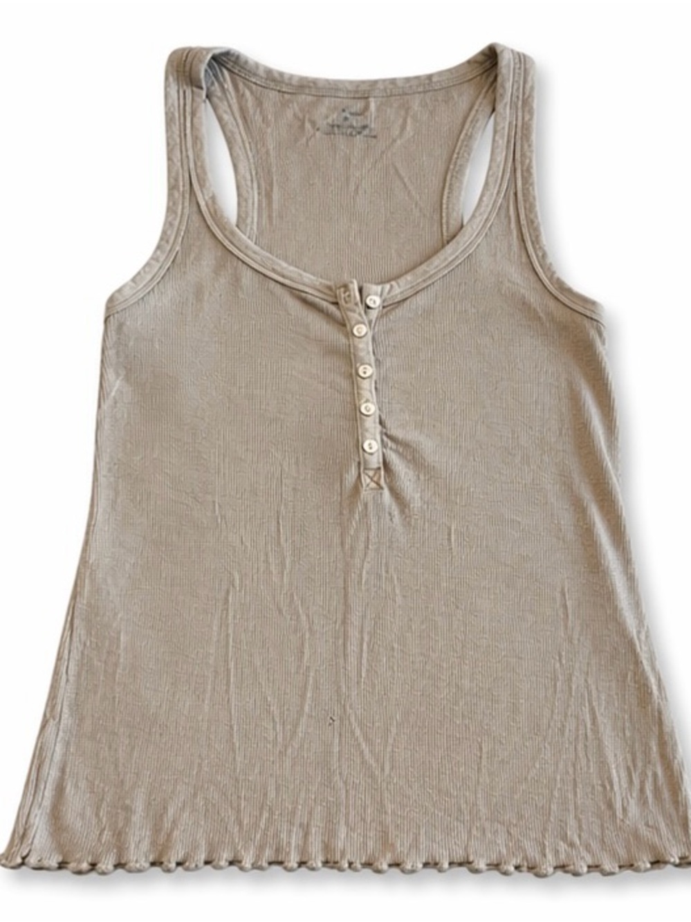 Aerie Soft Ribbed Tank Top Size M Beige Button Front
Y2K Basic - Picture 3 of 9